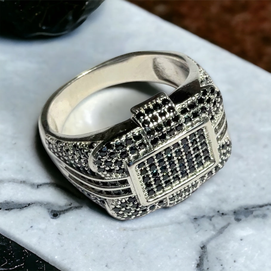 a close up of a ring on a table