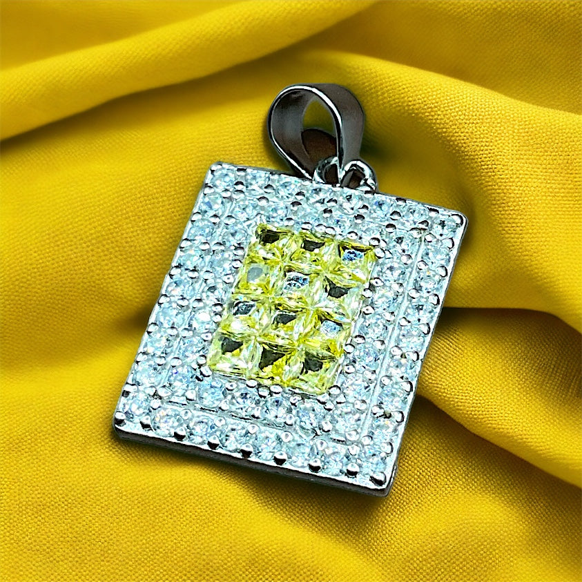 silver Zest Yellow Sparkler Diamond Earrings With Pendant