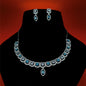 Baby Blue Sterling Silver Leafy Green Necklace Set