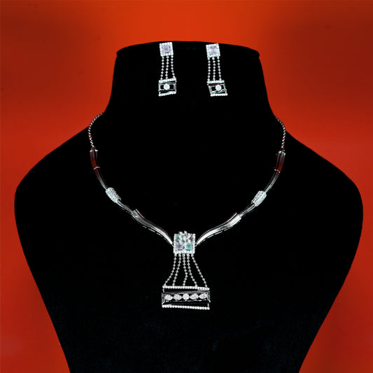 Sterling Silver Princess Necklace And Earrings Set