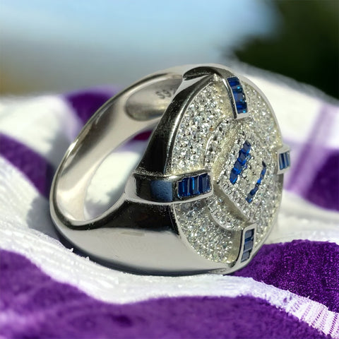 a close up of a ring on a towel