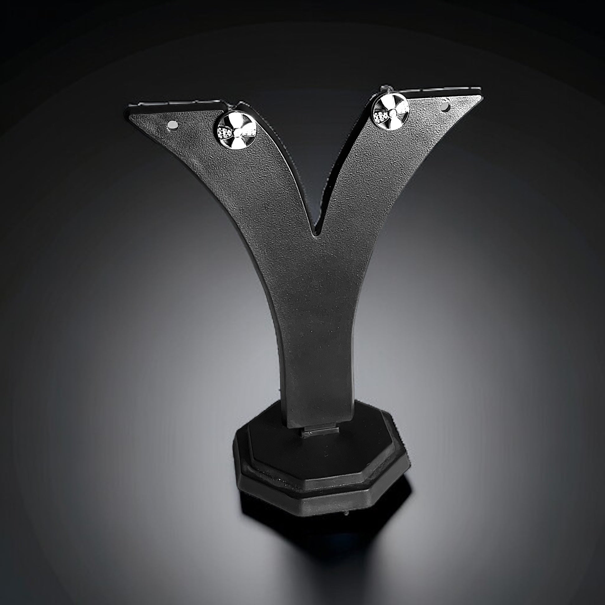 a black and white photo of a trophy