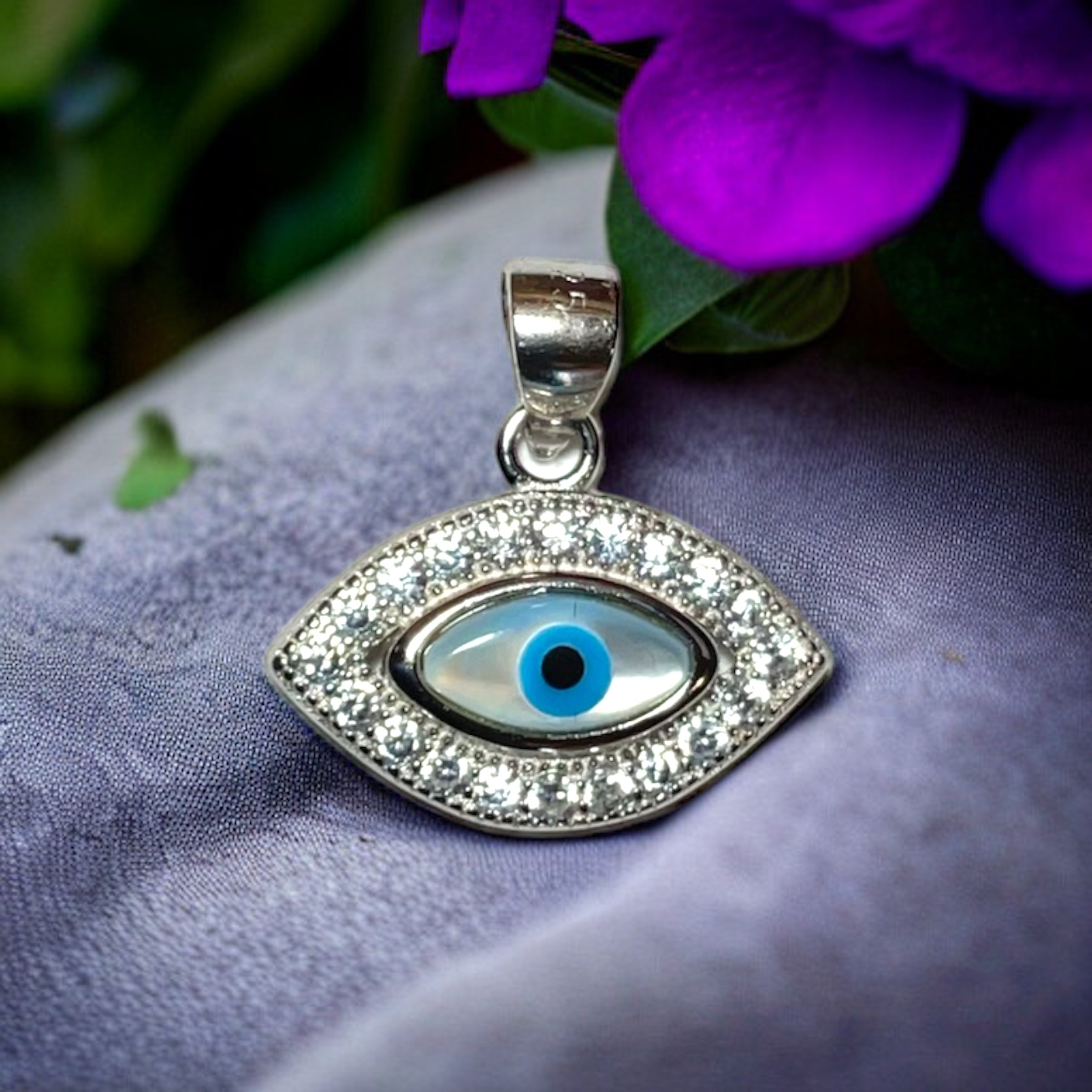 High Quality Sterling Silver Evil Eye Bella Pendant