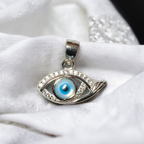 Silver Rhodium Plated Evil Eye Bella Pendant