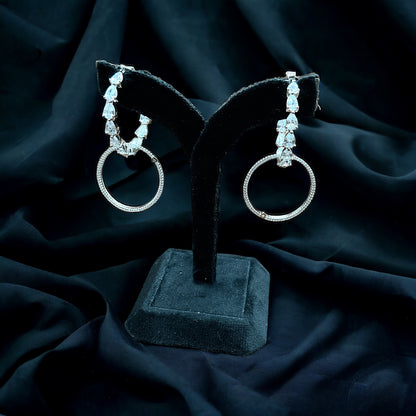 Silver Cascade Hoop Earrings with Screw Back