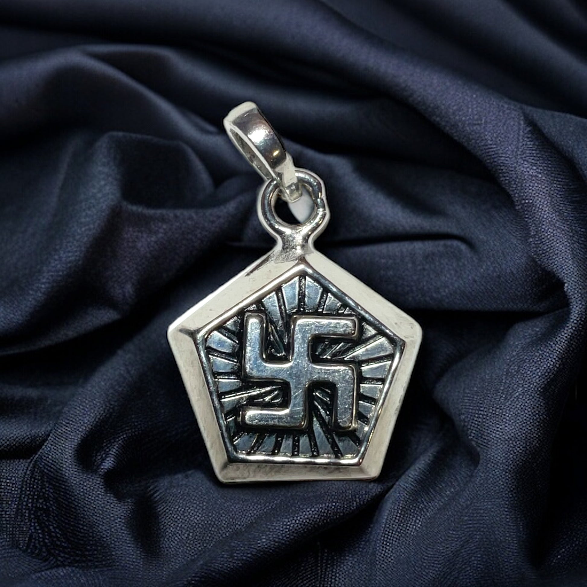 Silver Rhodium Plated Swastik Pendant