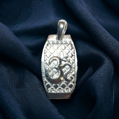 Sterling Silver Rhodium Plated OM Pendant