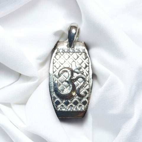 Sterling Silver Rhodium Plated OM Pendant