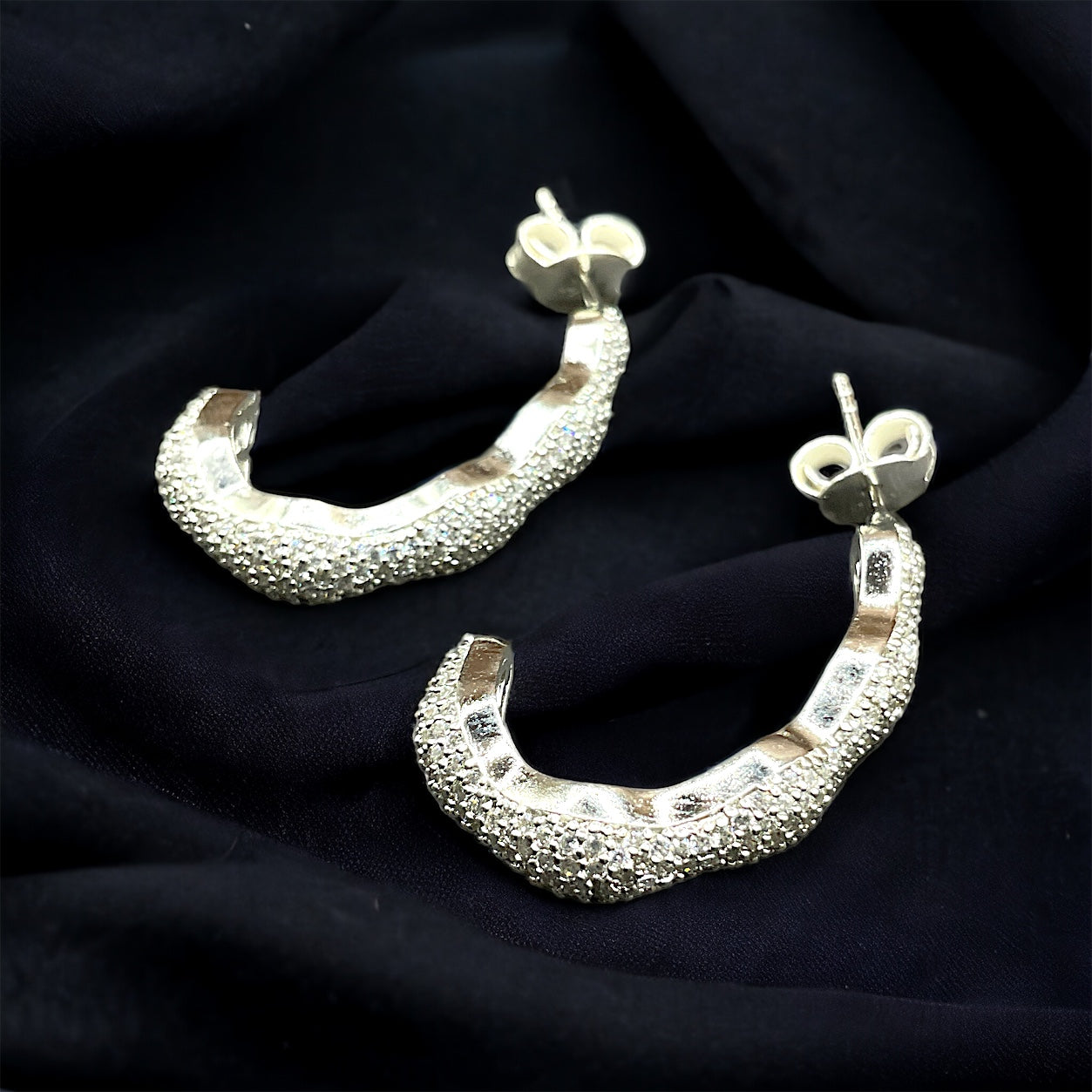 Silver Drizzle Drop Earrings With Screw Back