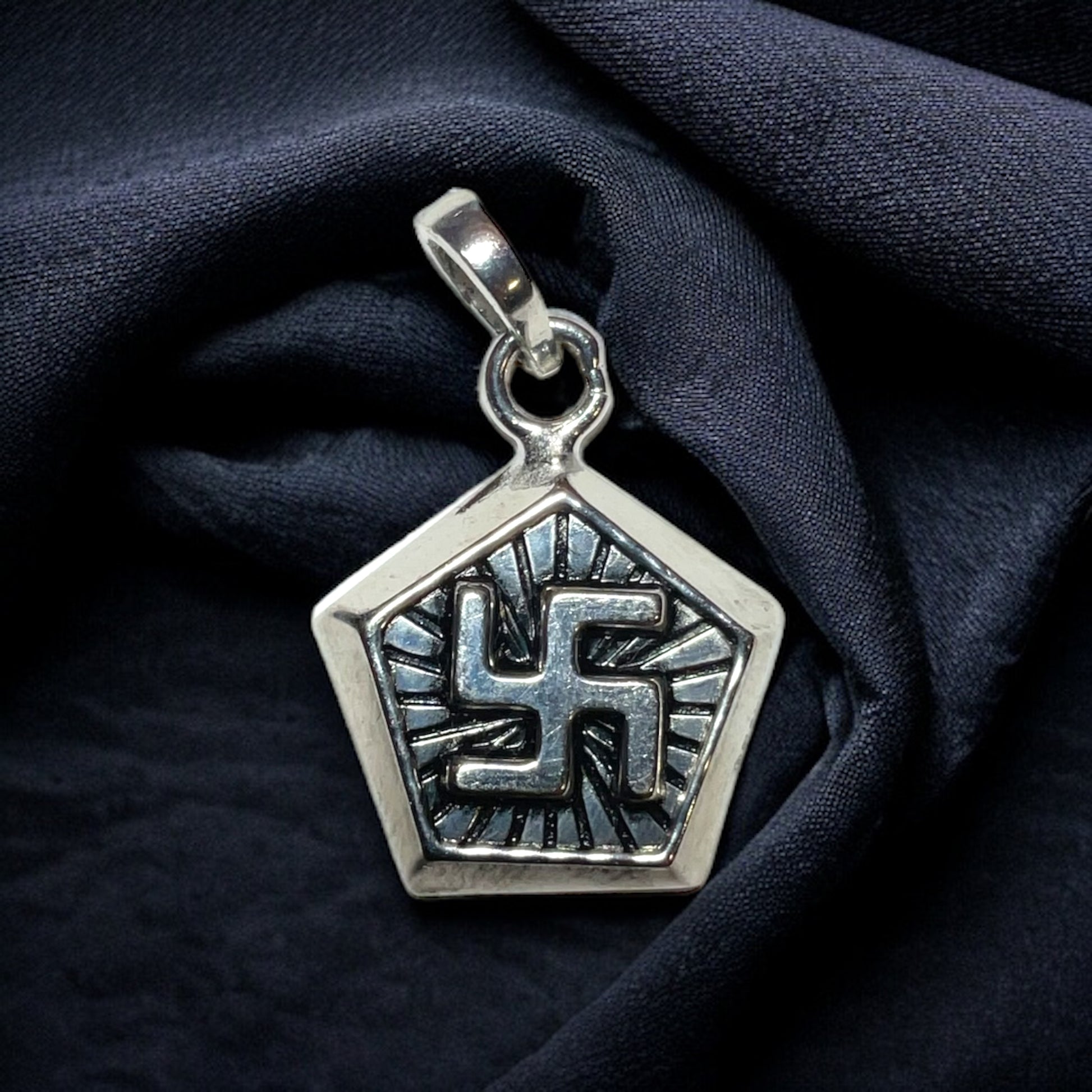 Silver Rhodium Plated Swastik Pendant