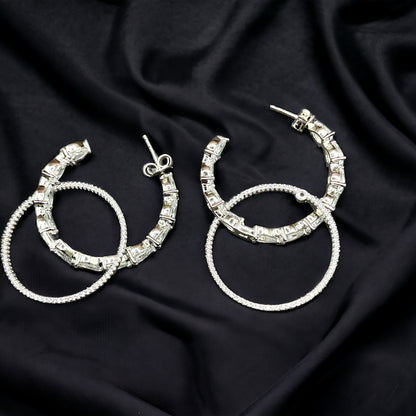 Silver Cascade Hoop Earrings with Screw Back