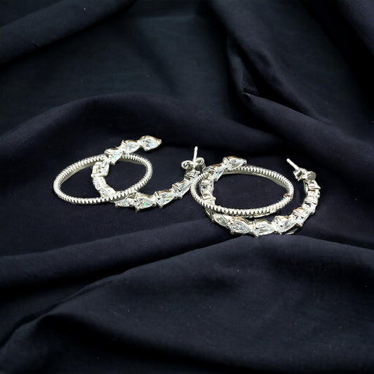 Silver Cascade Hoop Earrings with Screw Back