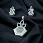 Silver Hexa Crown Sparkler Diamond Earrings With Pendant