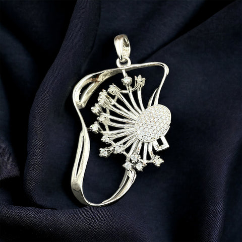Sterling Silver Sparkler Diamond Earrings With Pendant
