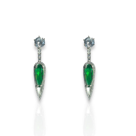 a pair of emerald and diamond earrings