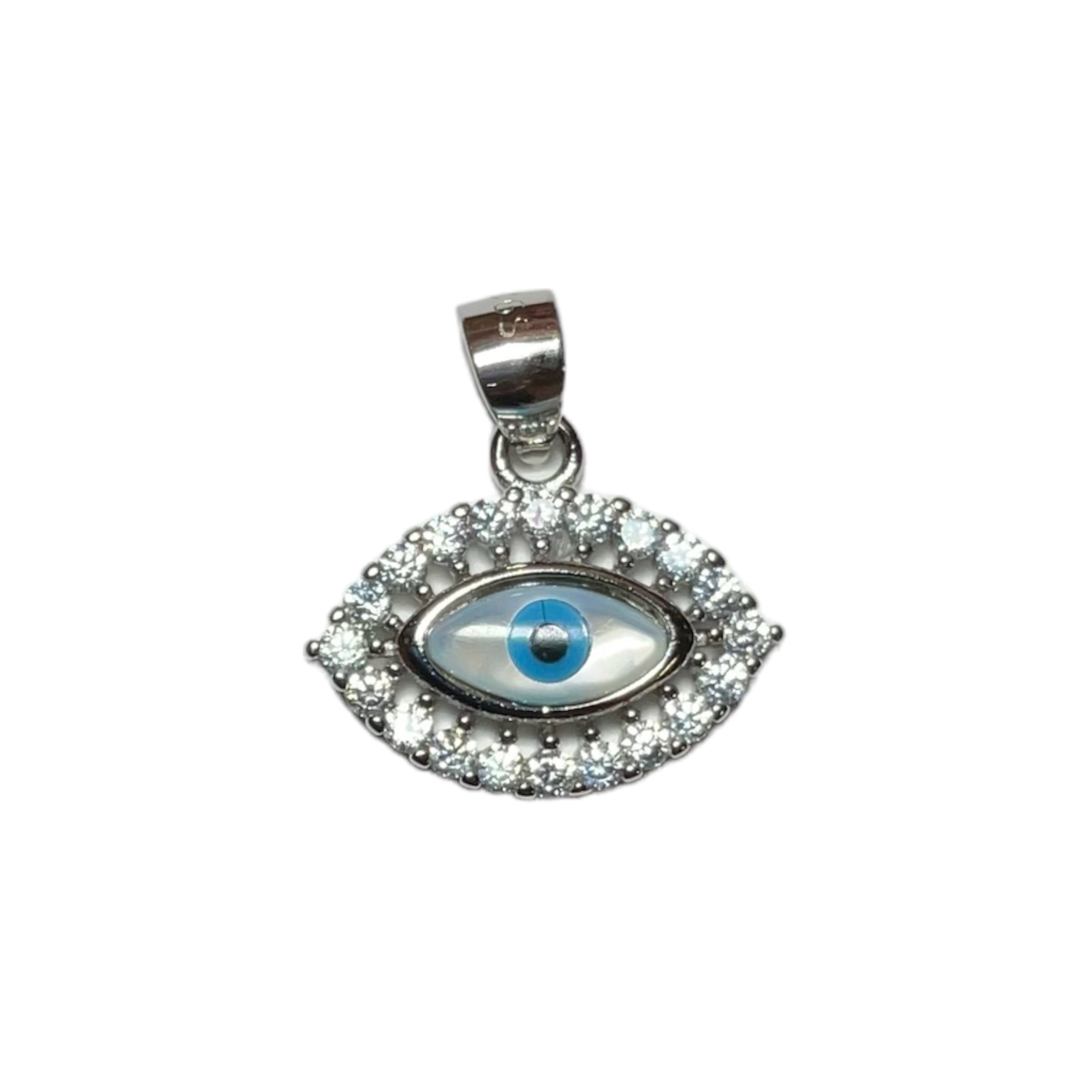 Rhodium Plated Sterling Silver Evil Eye Bella Pendant