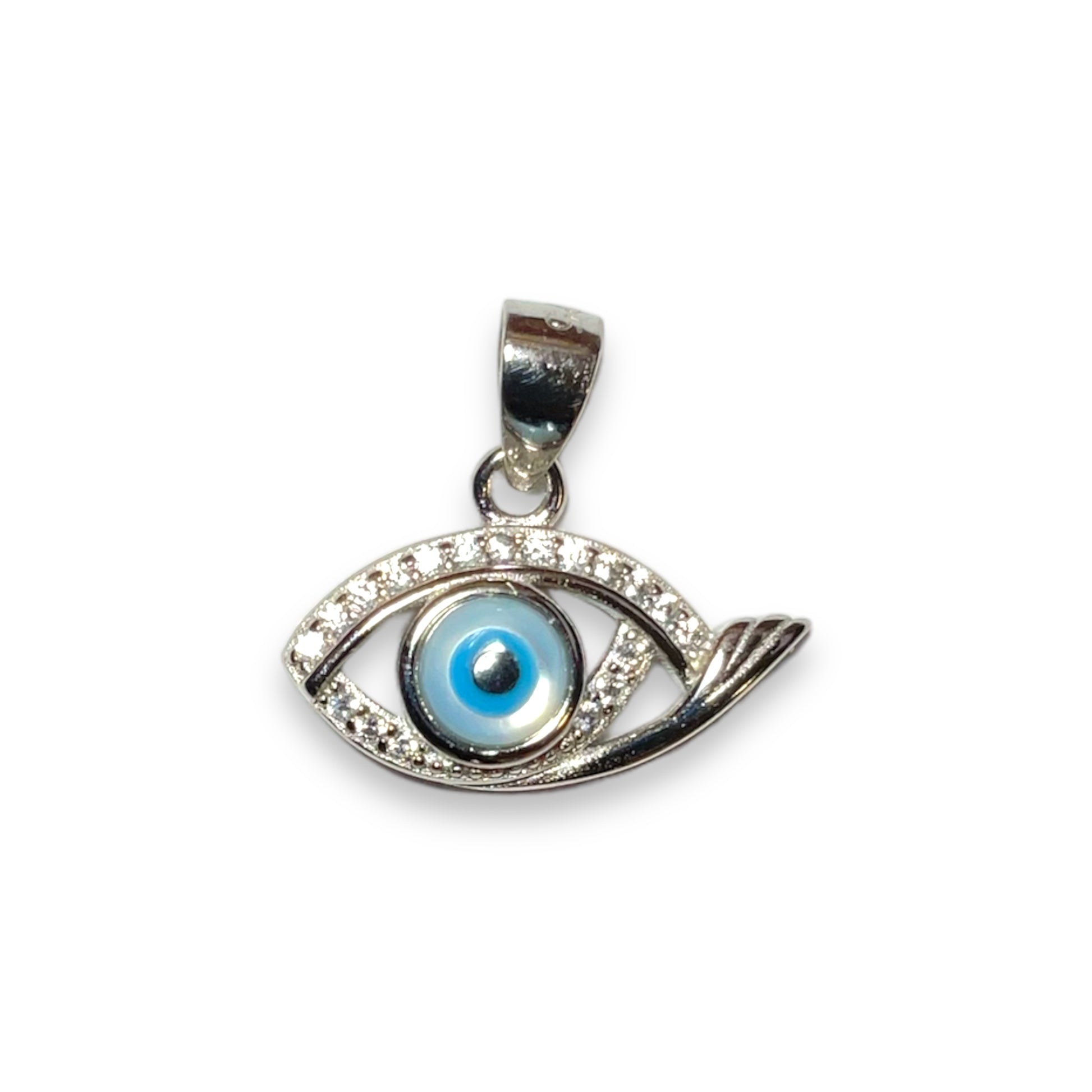 Silver Rhodium Plated Evil Eye Bella Pendant