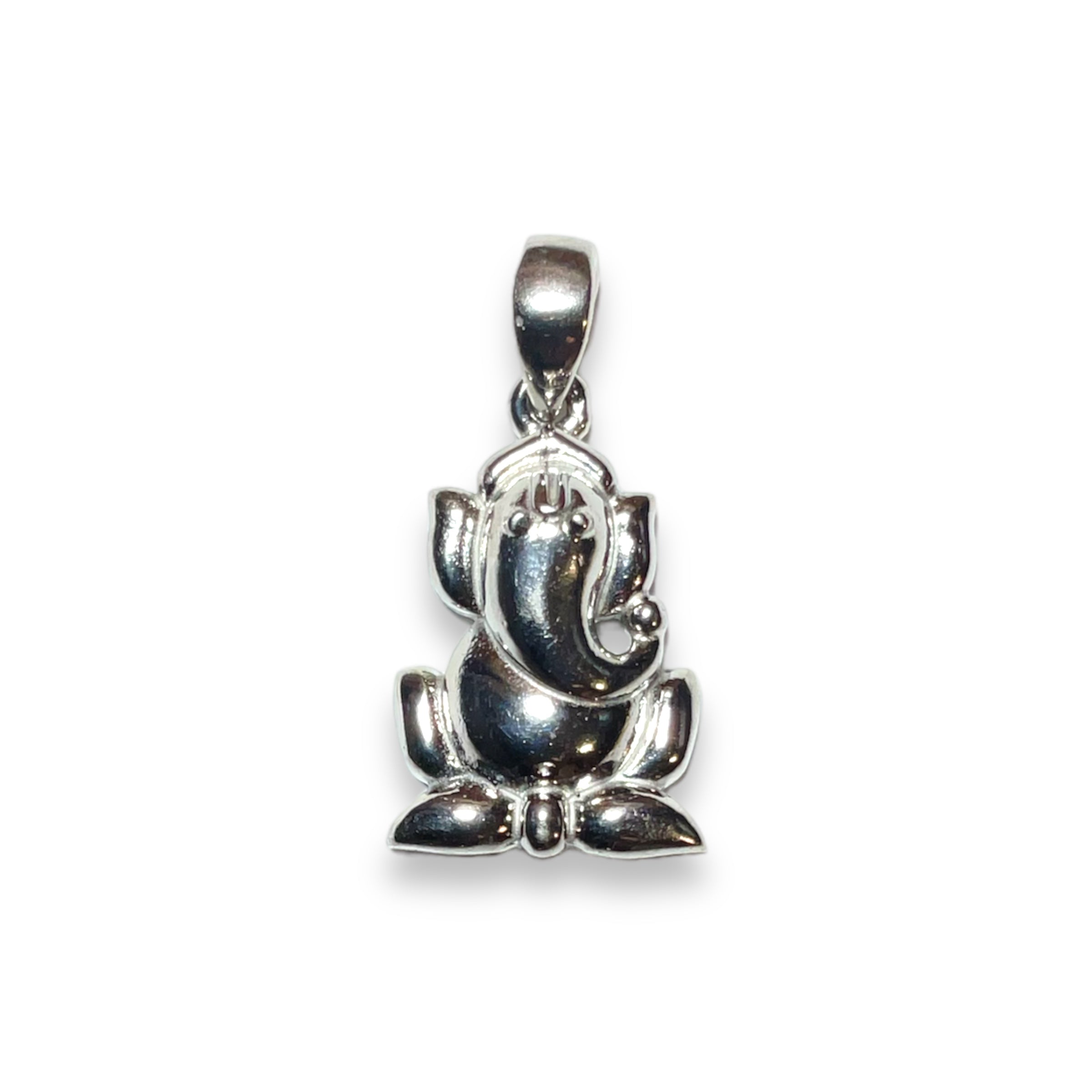a silver charm with an elephant on it