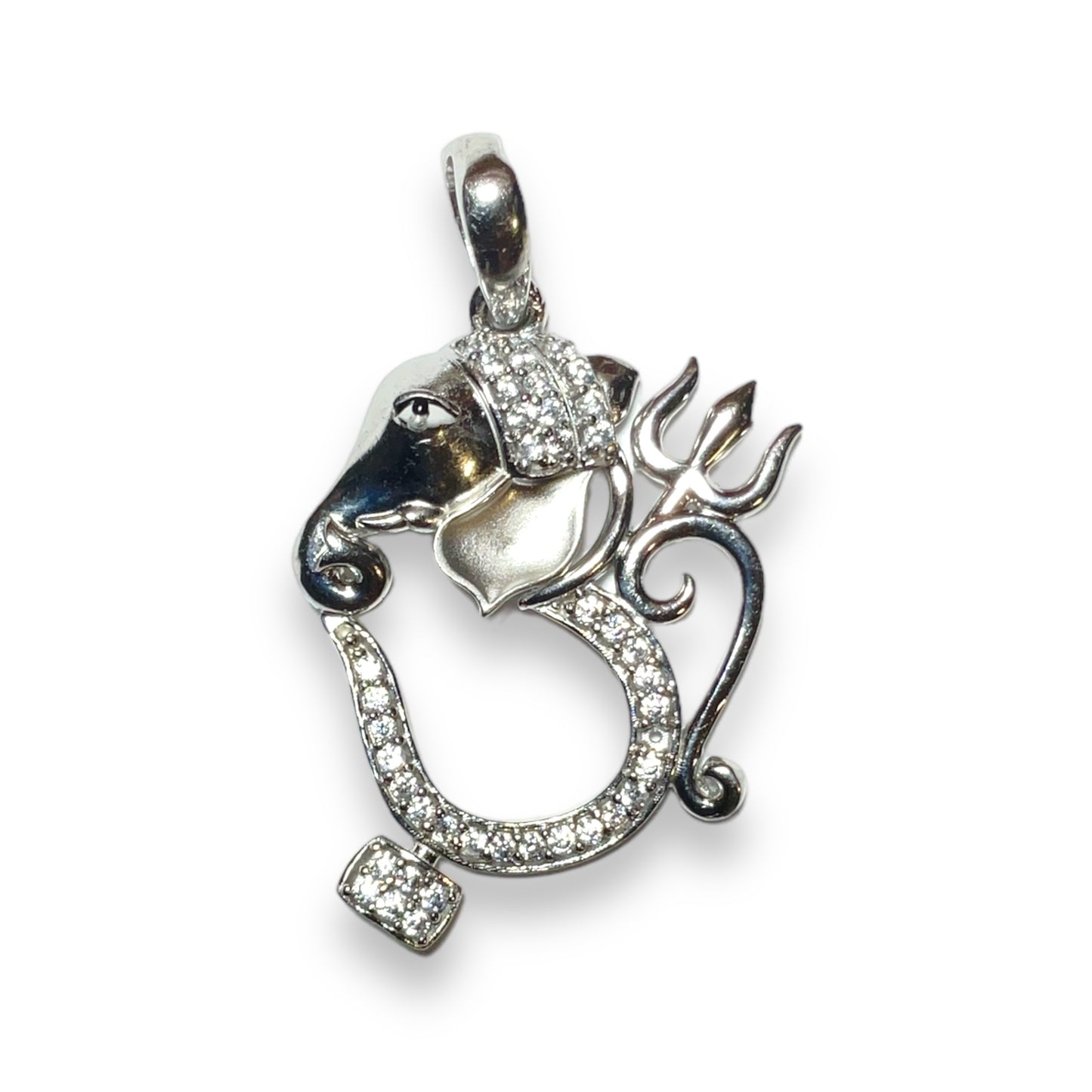 Sterling Silver Rhodium Plated God Ganesha Pendant