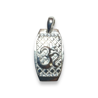 Sterling Silver Rhodium Plated OM Pendant