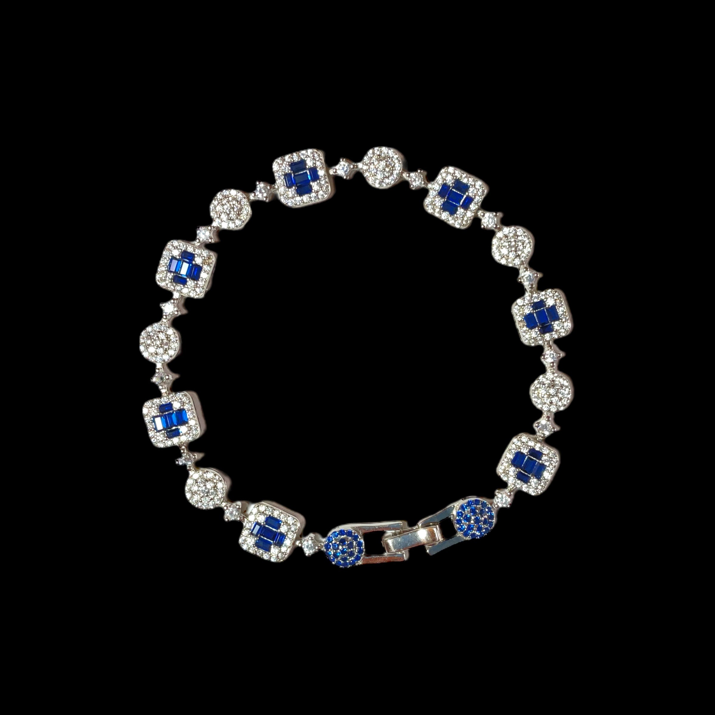 a blue and white diamond bracelet