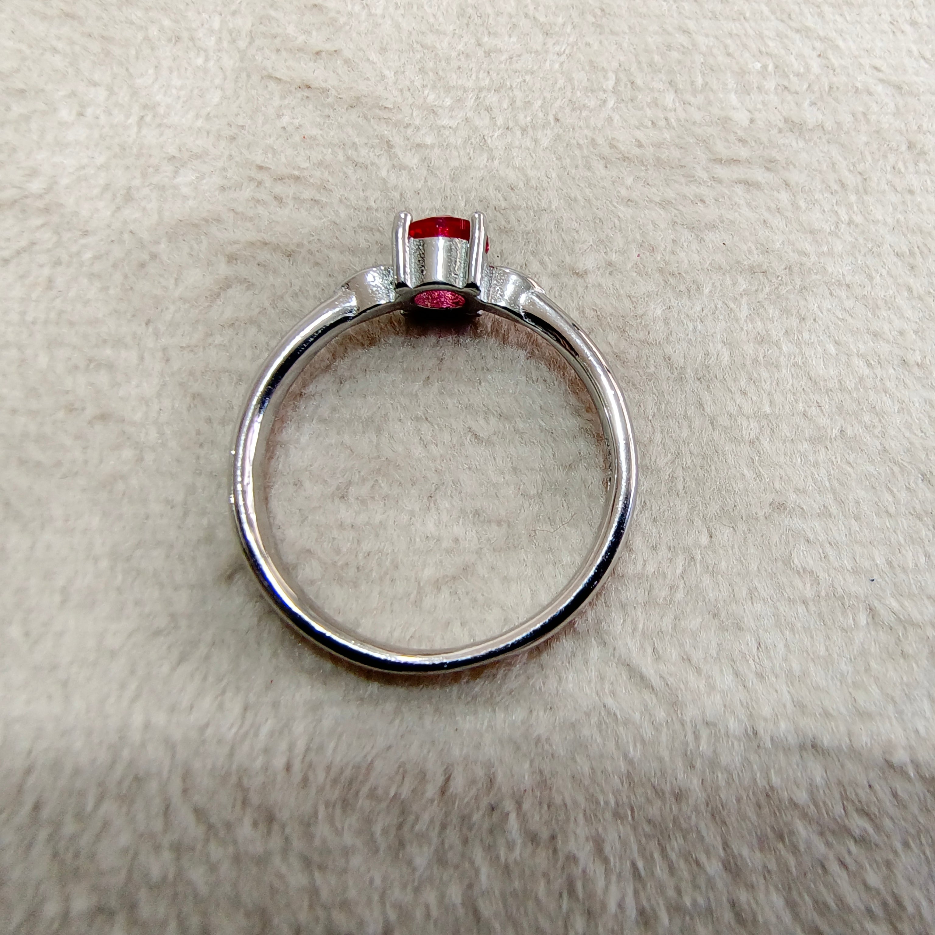 Sterling Silver Dark Pink Oval Ring