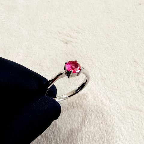 Sterling Silver Dark Pink Oval Ring