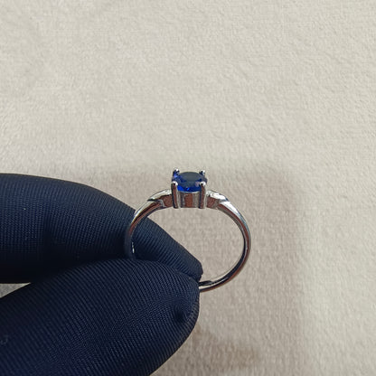 Sterling Silver Dark Blue Stone Ring