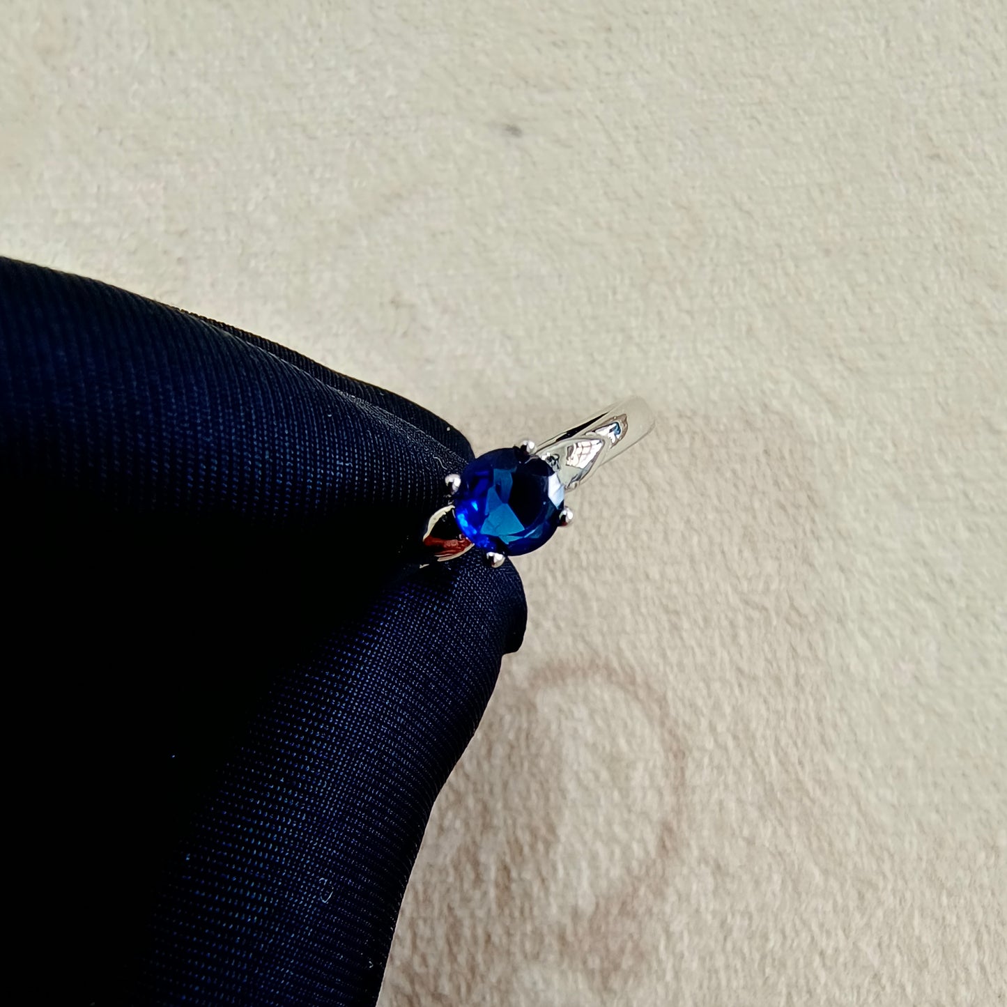 Sterling Silver Dark Blue Stone Ring