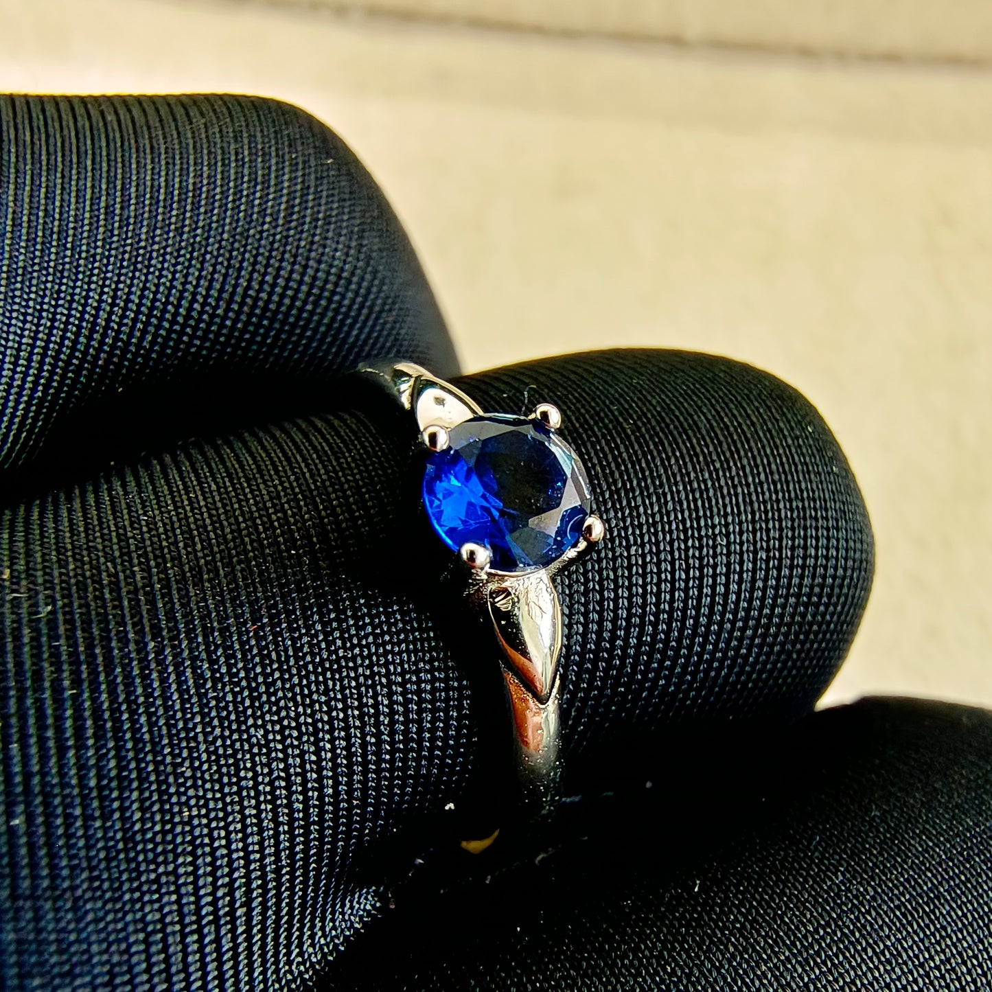 Sterling Silver Dark Blue Stone Ring