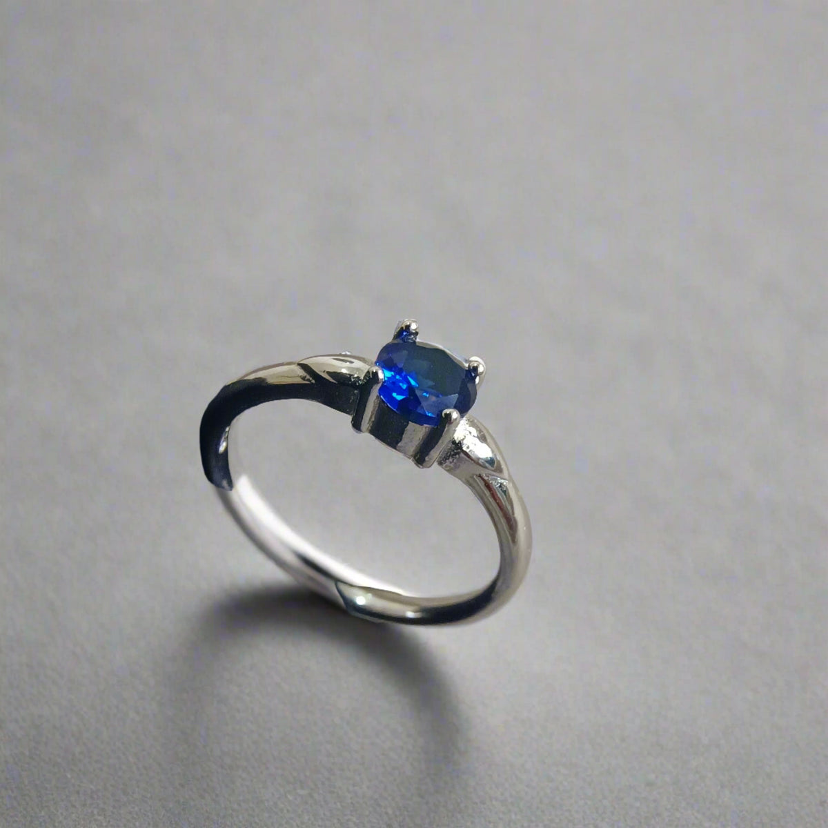 Sterling Silver Dark Blue Stone Ring