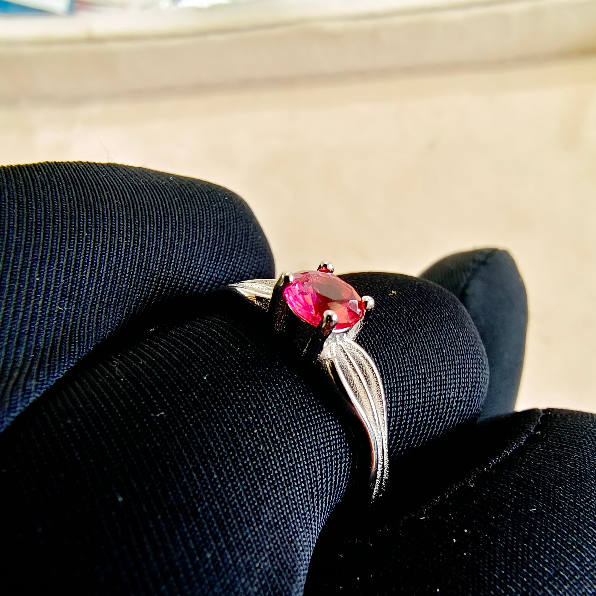 Sterling Silver Red Stone Ring