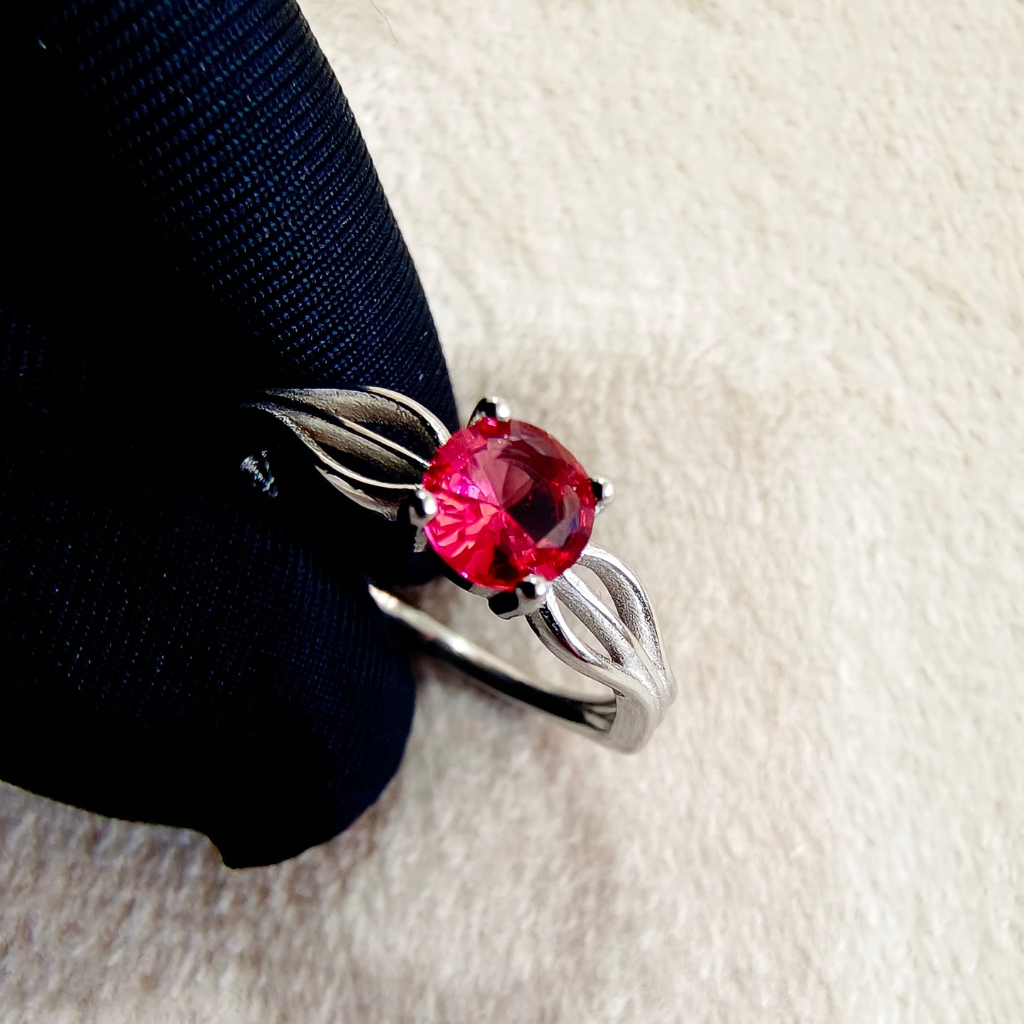 Sterling Silver Red Stone Ring