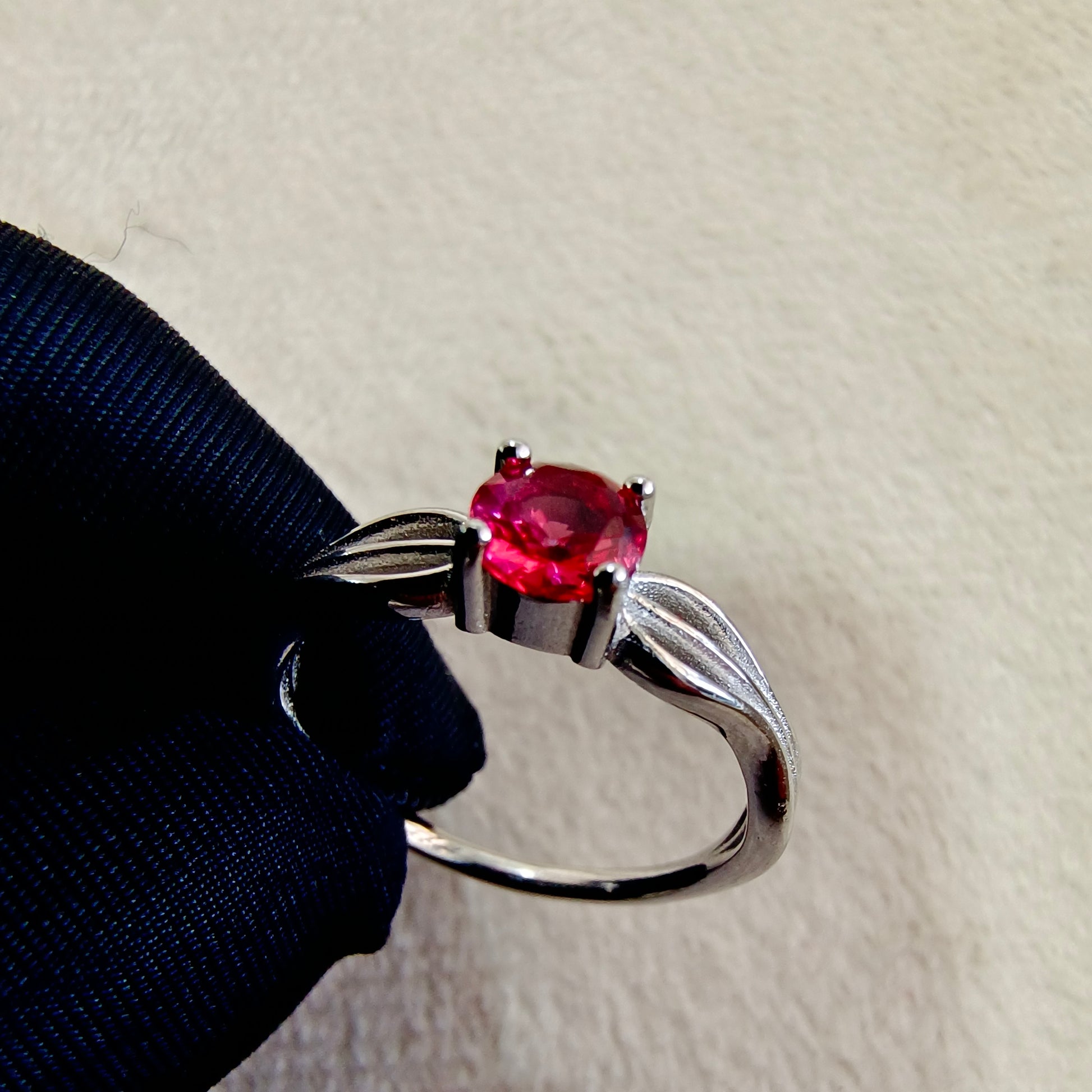 Sterling Silver Red Stone Ring