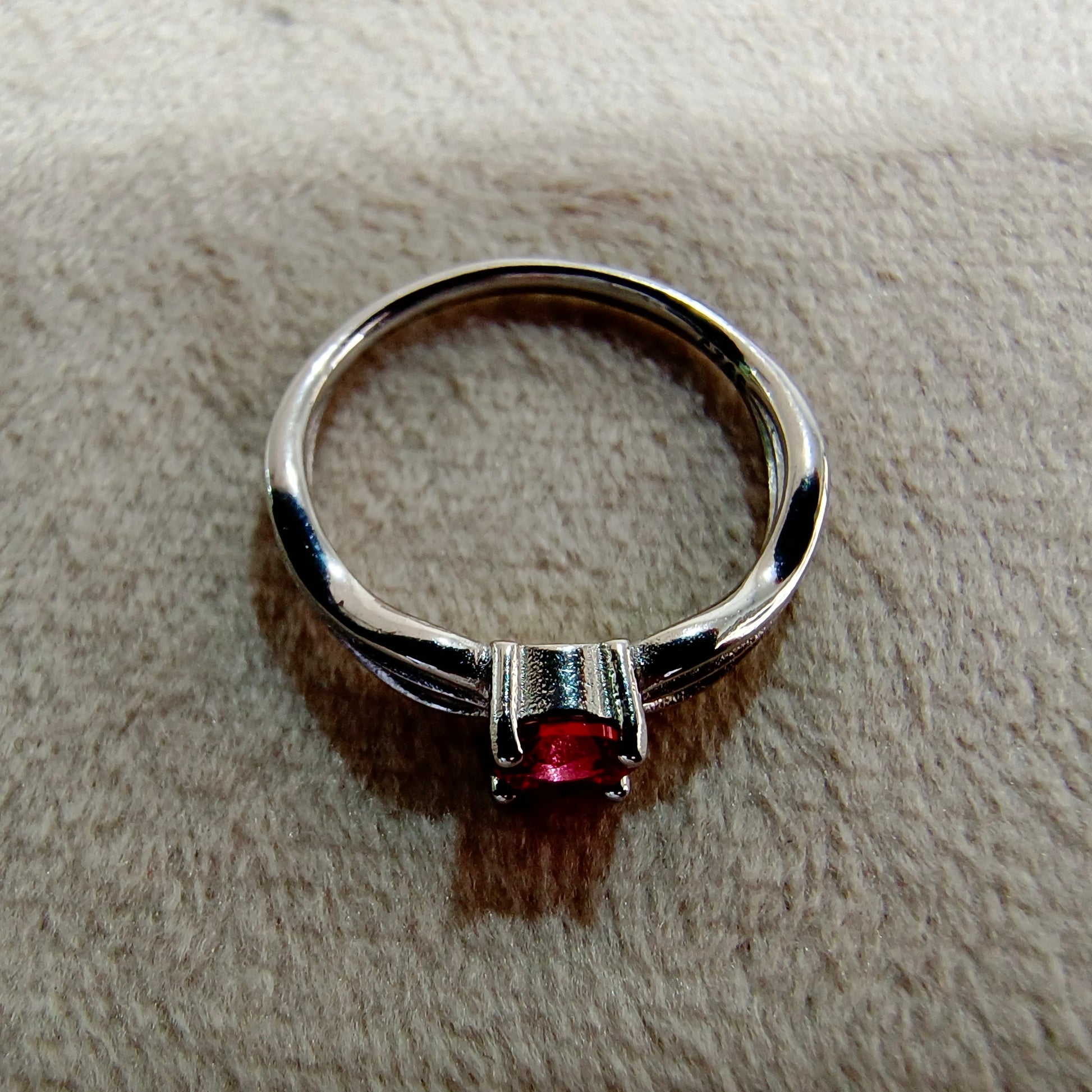 Sterling Silver Red Stone Ring