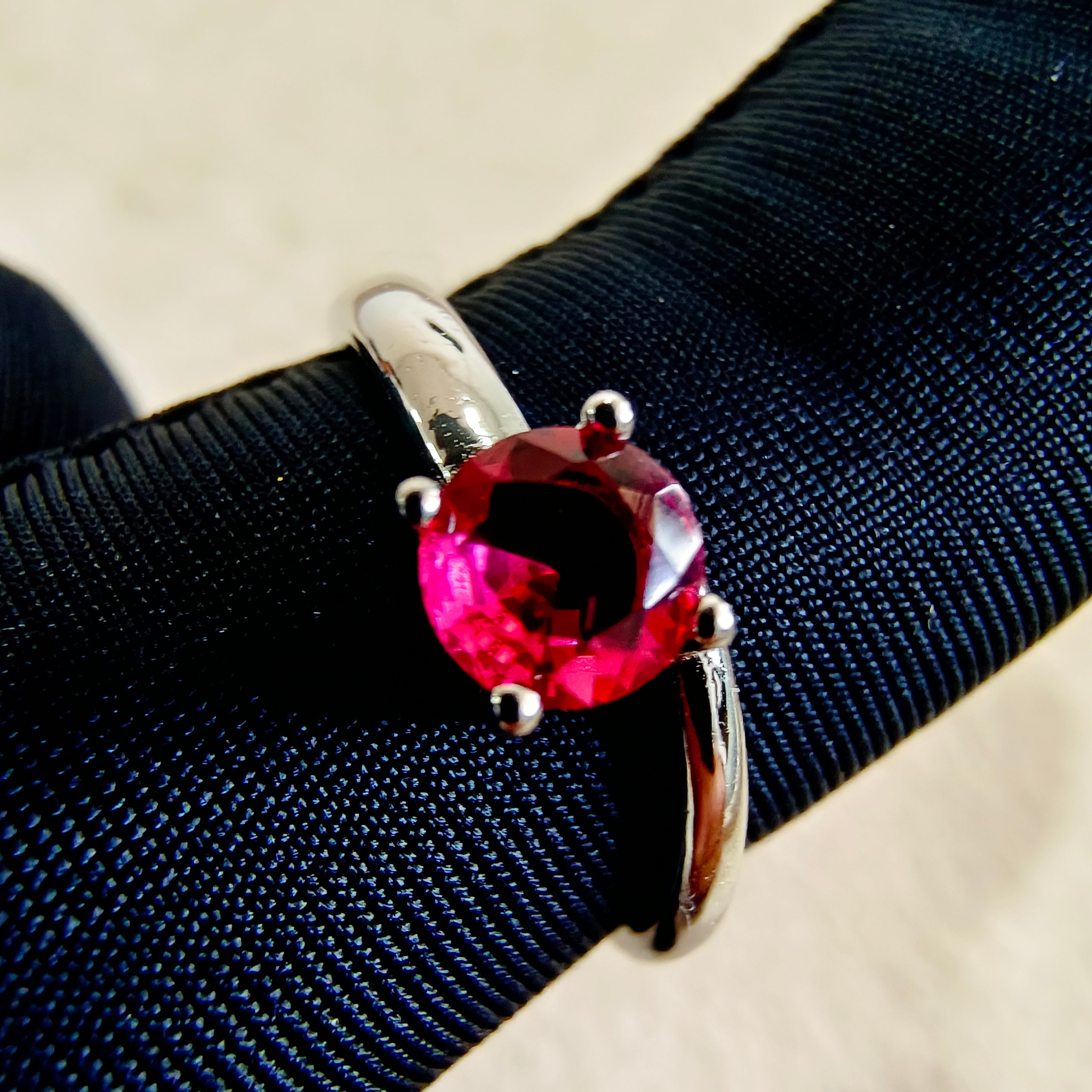925 Sterling Silver Red Stone Ring