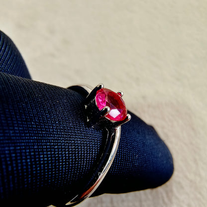 925 Sterling Silver Red Stone Ring